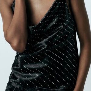 Zara Black Velvet top with Silver sequence